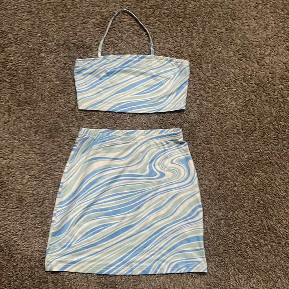 2 Piece Skirt Halter Top Set